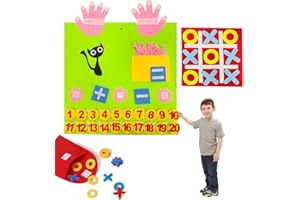 SHDIEHJFMLDH Giocattolo per contare i Numeri delle Dita in Feltro, Tic Tac Toe Game, Giocattolo matematico con Numeri di Mani in Feltro, Giocattolo Montessori per attività Adatto ai Bambini