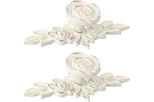 MOROBOR Euro Rose Cabinet Knobs con Backplate, 2pcs Vintage Zinc Alloy Maniglie avorio bianco maniglia cassetto manopole per armadio Dresser Cabinet con viti di montaggio (Golden Edge)