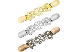 CAREOR 2 Pack Gold & Silver Sweater Clips, Beaded Cardigan Clips, Stylish Pearl, Cardigan Collar Clip