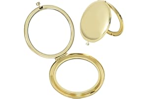 TOLENRE Kleiner Runder Tragbarer Handspiegel, Klappbar Mini Schminkspiegel, Tragbarer Taschenspiegel, Taschenspiegel mit Vergrößerung, Rund-Doppelspiegel, Kleiner Spiegel für Schmink auf Reisen (Gold)