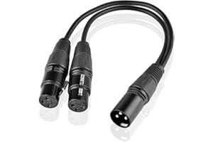SIENOC Cavo Per Microfono 30cm XLR Maschio a Doppio XLR Femmina Y Splitter Adattatore (Nero)