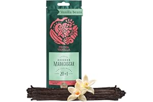PREMA VANILLA MADAGASCAR PREMA VANILLA 20+1 Laski Wanilii Bourbon Premium - Naturalna i Bio Laski Wanilii 14-18cm z Madagaskaru - Laska Wanilii Wysokiej Jakości Gourmet - Bogaty i Intensywny Aromat - Pakowane próżniowo