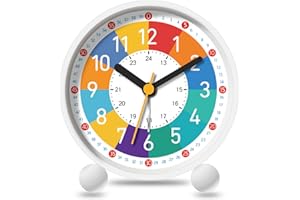 Sunshine smile Réveil Numérique Enfants sans Tic-tac, d'apprentissage Silencieux Horloge, Enfants pour Réveil Analogique Compact, garçons et Filles