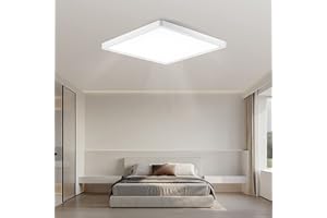 twocolur 24W Plafonnier LED Ultra Fin IP44 Étanche Carré Plafonnier 4000K Lampe de Salle de Bain, Plafonnier Carré Blanc Froid pour Salle de Bain Chambre Balcon Cuisine Salon