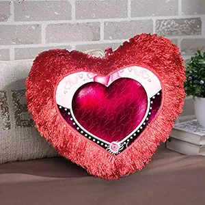DreamVio Love Heart Shape Valentine's Day Gifts Fur Cushion,Plush Pillow for Gifting on Birthdays,Anniversaries Color - Red (Size- 15x17 inch) Shape 68