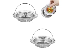 PSOWQ Juego de 2 coladores de Drenaje - colador para Fregadero con asa (11 x 8 x 2 cm),colador de Drenaje de acero Inoxidable para Fregadero Cocina,colador Fregadero,protección contra obstrucciones