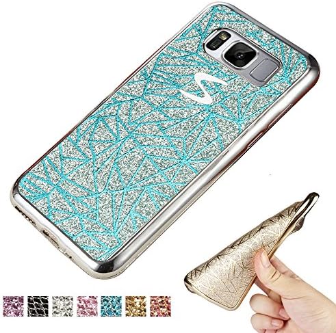 Galaxy S8 Plus Case, Happy360 Ultra Thin TPU Gel Rubber Soft Skin Silicone Glitter Sparkly Protective Back Case for Samsung Galaxy S8 Plus, Blue