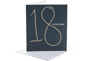 UK Greetings | Kartka urodzinowa na 18. urodziny | prezenty urodzinowe | dla niej/dla niego | wzór w złote gwiazdki | z kopertą | 165 x 190 mm