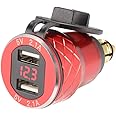 Sun3drucker Dual USB Ladegerät 4.2A Adapter Voltmeter QC 3.0 Schnellladung LED Spannungsanzeige für Motorbike Motorrad BMW DI