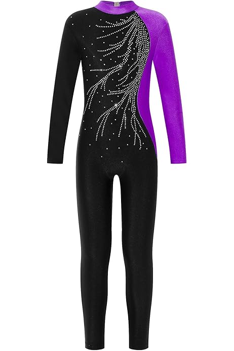 Body Per Bambina YiZYiF - Per Ginnastica, Pattinaggio, Danza, Maniche Lunghe, Patchwork