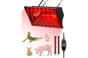 GlowUp Chicken Coop Heater Pet Heat Lamp Dimmable Heating Plate Lamp Warmer with Adjustable Hanging Chain, Waterproof, Poultry Coop Heater for Chicks, Ducklings, Puppies, Livestock, Black