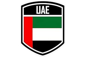 AL FAKHAMA UAE Flag Sheild Sticker Vinyl, (15x12 CM) Strong Adhesive, Weather proof, UV Resistant, Laminated glossy UAE flag sticker for Car, Laptops, Paint Safe Stickers - Pack Of 1
