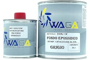 WAGA PAINT S.R.L. Primer Fondo Epossidico Grigio 1KG con Catalizzatore 200ML per Alluminio, Acciaio Inox, Leghe - Waga Paint Tecniques
