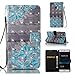 Produktbild Fanryn Huawei P9 Lite Wallet Tasche Brieftasche Schutzhülle ,Gemaltes Muster Design Hochwertige PU Leder Folio Tasche Case Hülle im Bookstyle mit Standfunktion Kredit Kartenfächer (Blaue Blume)