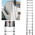 16.4FT/5M Aluminum Telescoping Extension Ladders, Multi-Purpose Foldable Aluminum Telescopic Ladder,EN131 Standards Portable Lightweight Extension Ladder with Non-Slip Feet Max Load 330lb/150kg