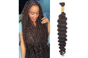 TRUMORE Chocolate Brown Braiding Hair Deep Wave Bulk Human Hair 50g 18 Inch 1 Bundles Brazilian Virgin Curly No Weft Human Hair Extensions for Boho Braids Wet and Wavy Color #4 Braiding Hair