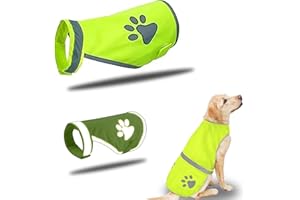 Dryxog Reflektierende Hundeweste, Reflektierende Jacke, Warnweste Hund, Sicherheitsgeschirr Hund, Warnweste Fluoreszierendes GrüN mit Reflektierenden für Mmehr Sicherheit Dunkeln Verstellbar (GrößE L)