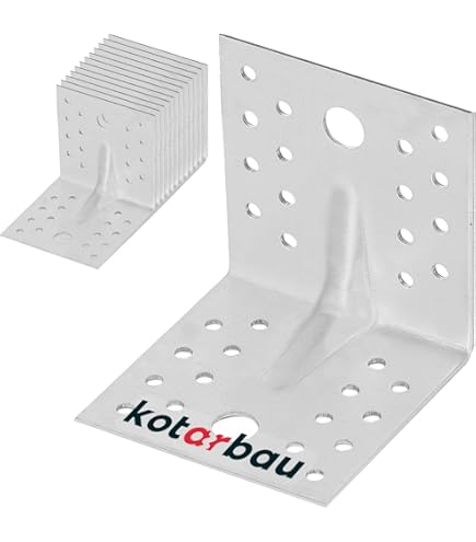 Gedotec Heavy Duty Angle Connector With Bead 90° Eurocode Holes | 4 Pcs Angle Iron - 50x50x35 Mm | Post Base With Rib Screw-on Angle | Metal Angle