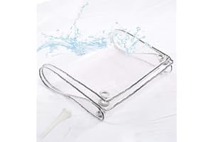 AMSXNOO Lonas Impermeables con Ojales, Lona Transparente Impermeable Exterior, 420g/m² de PVC Lona de protección Resistente a la Rotura, para Coverup Plantas de Jardines, Invernaderos, Muebles de Terraza