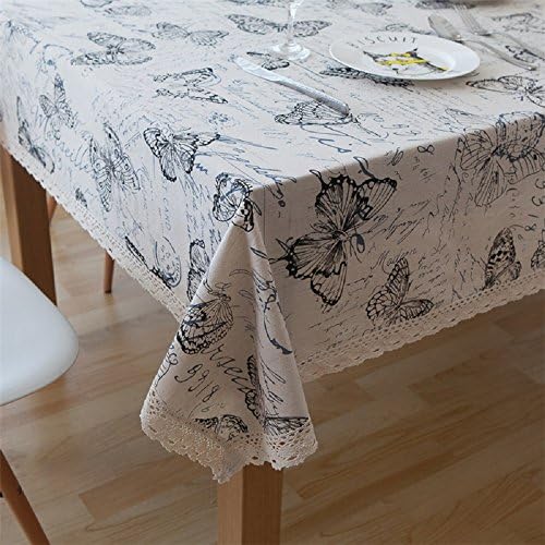 JOYBUY Alphabet Butterfly American Countryside Cotton Linen Tablecloth with Lace Home Decor , Available In Various Sizes