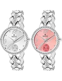 BRITTON Swisstyle Analogue Silver and Pink Dial Combo Watch for Women