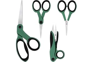 Rseuphiee 4 Stück Schere, Scheren Set aus Edelstahl, Multifunktionale Schere mit weichem Griff, Scharfe Scherenset, Bastelschere für Zuhause Schule und Büro(schwarz-grün)