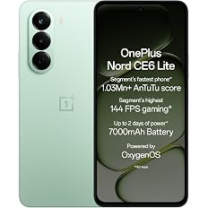 OnePlus Nord CE6 Lite | 8GB+128GB | Vivid Mint | Segment's Fastest Dimensity 7400 Apex Processor | 7000mAh Battery | Segment's Highest 144Hz Refresh Rate | 50MP Main Camera, 4K Video Recording