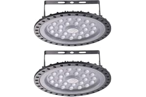 2×100W LED Lámpara de Alta Bahía, Sararoom 6000K-6500K Blanco Frío Foco LED Exterior 8000LM Brillante Proyector Led Exterior IP65 UFO Industrial LED Iluminación Comercial para Almacén Fábrica Sótano
