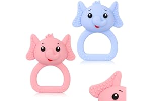 ABirdon Silikonowy gryzak dla niemowląt, 2 sztuki, z grzechotką, nie zawiera BPA, zabawka sensoryczna dla dzieci w wieku 0-3 lat, Molar gryzak do dziąseł