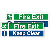 Fire Exit Sign - Multipack 1/2/4/6 - Up, Down, Left, Right Arrows, Keep Clear, Safety Signs 30x10cm Self Adhesive Vinyl Sticker, Easy Application Fire Door Emergency Exit Signage (Right Arrow 1 Piece