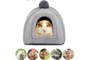 JODSEN Guinea Pig Bed,Guinea Pig House,Cave Cozy Hamster Cat Rabbit House with Emovable Pad,Large Hideout for Hedgehog Chinchilla Bearded Dragon,Winter Nest Small Pet Hamster Accessories (Brown)