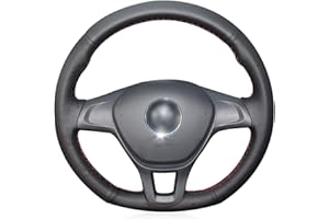MEWANT Funda de volante cosida a mano para Golf 7 Mk7 New Polo para Jetta para Passat B8 Sharan 2016 2017 hasta 2017 de cuero artificial negro cubierta del volante del coche