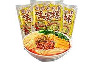 WASAILUO 柳州螺蛳粉 Liuzhou Luosifen (308g*3 bags), Liuzhou Guangxi specialty rice noodles, Sour and hot noodles 米粉 酸辣粉 Hot and spicy noodles snacks, Instant breakfast noodles, Chinese food (3 bags)