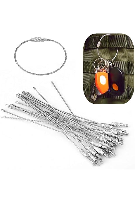 Porte-clés Multicolore Lot De 10 Porte-clés En Acier Inoxydable Prasacco - 15cm Câble Souple - 10 Couleurs - Fermeture Rotative étiquettes Bagages Clés