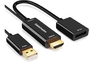 CableCreation Adaptador HDMI a DisplayPort con fuente de alimentaci¨®n USB, 4K x 2K @ 60Hz, adaptador/convertidor para Xbox One, compatible con VESA Dual-Mode DisplayPort 1.2, HDMI 1.4