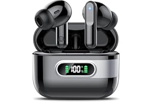 Hendari Auriculares inalambricos Bluetooth, Auriculares Bluetooth 5.3 con 4 ENC Microfono, Cascos HiFi Estéreo con cancelación de Ruido, LED Pantalla, 42H de Reproducción, Control Táctil