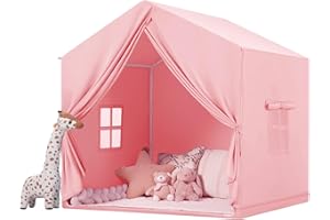 WILWOLFER Tienda Campaña Infantil Tipi: Grande Tipi Infantil con Colchoneta con Ventana - Tienda Campaña Niños - Rosa Niña Criança Brincar Regalo de Sala de Juegos de Juguetes