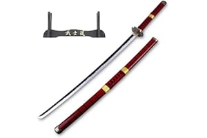 ARUAN Roronoa Zoro Anime Cosplay Swords Yubashiri/Kitetsu/Wado Ichimonji/Shusui/41-inch Wooden Sword Multiple Styles Available，with One Display Stand, Kitetsu B