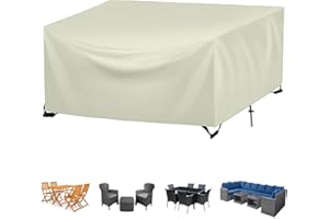 FYHDSH Abdeckung für Gartenmöbel, 240x150x75cm, Schutzhülle für Gartentisch, Regenschutz und Staubfest, Schwerlast Oxford Gewebe Gartentisch Abdeckung für Terrassenmöbel(Beige)