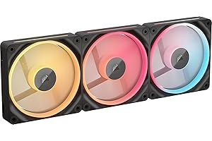 ‎CORSAIR CORSAIR iCUE LINK LX120-R RGB 120mm PWM-Umkehrlüfter – Dreifach-Lüfter-Kit – Geräuscharm, CORSAIR Magnetische Kuppellagerung, Zwei Lichtschleifen, QuikTurn™-Schrauben, Null-Drehzahl-Modus – Schwarz