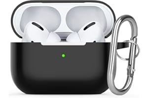 Watruer per AirPods Pro 2 Custodia, Morbida Pelle in Silicone Custodia Protettiva Antiurto con Portachiavi per New Apple Airpods Pro 2nd Gen Case 2022 [LED Anteriore Visibile] - Nero