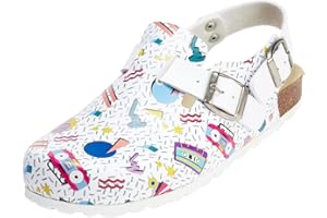 CLINIC DRESS Clog - Damen und Herren Clogs bunt weiß Motiv Biene. Unisex Schuhe für Krankenschwestern, Ärzte und Pflegekräfte. Bis Größe 46