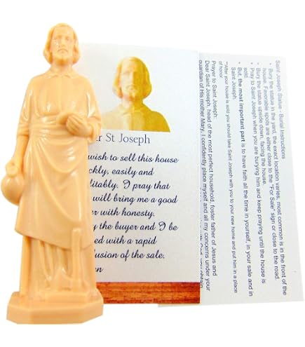 Statue De Saint Joseph Pour La Vente De Maison - Figurine En Résine 8,9 Cm Avec Sac D'Enterrement Et Carte De Prière