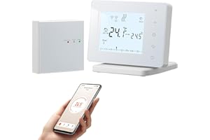 BEOK CONTROLS Beok Thermostat sans Fil avec Récepteur,Tuya Thermostat Connecté WiFi,Thermostats Intelligent pour Chaudière,Programmable Compatible avec Alexa et Google Home Alimentation par USB,Grand écran LCD