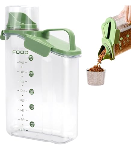 Contenitore Ermetico Per Cibo Cane 1500 Ml Con Scala E Apertura A Imbuto: Viaggi E Casa, Mantiene Il Gusto E L'odore A Lungo