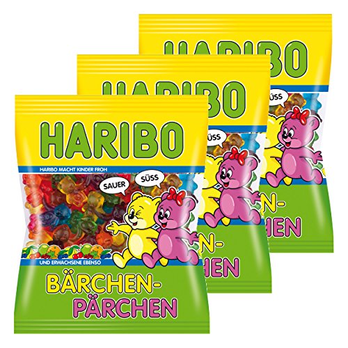 Haribo Bärchen-Pärchen, 3er Pack, Gummibärchen, Weingummi, Fruchtgummi, Im Beutel, Tüte