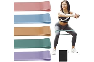 Resistance Bands [Set of 5], Potok Resistance Band for Women and Men,Skin-Friendly Resistance Fitness Exercise Loop Bands with Carry Bag for Pilates, Training, Physio Therapy, Stretching