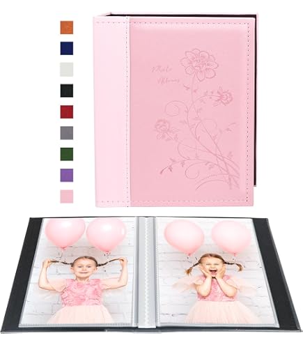 Large Pink Slip-In Photo Album – Holds 300 6x4 Photos, Includes Memo Area, Dust Cover