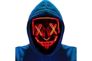 ZACENYU LED Mascaras Halloween, LED Purge Máscaras Carnaval, Mascaras Luces LED Neon Luminosas,Craneo Esqueleto Mascaras para Halloween Cosplay Grimace Festival Fiesta