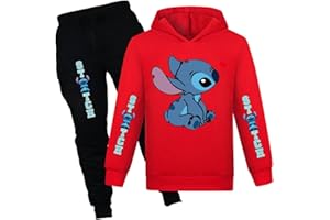 SUYALUOI Conjunto de sudadera con capucha de dibujos animados para niñas, sudadera con capucha para niños, sudadera informal de manga larga, traje para 4-13 años